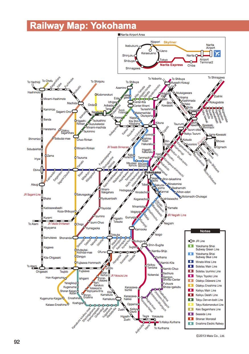 Yokohama bản đồ đường sắt