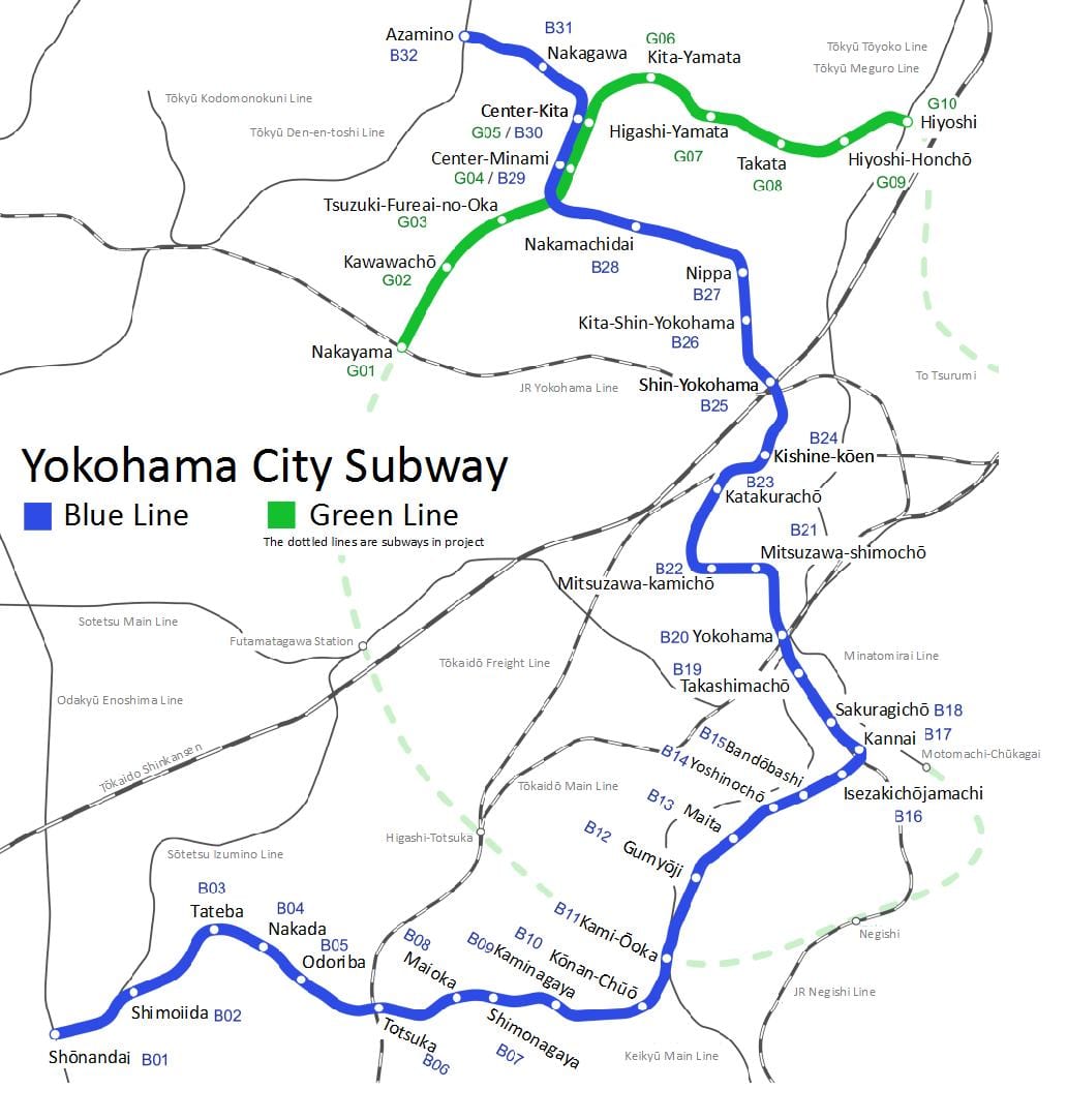 Yokohama tàu điện ngầm bản đồ